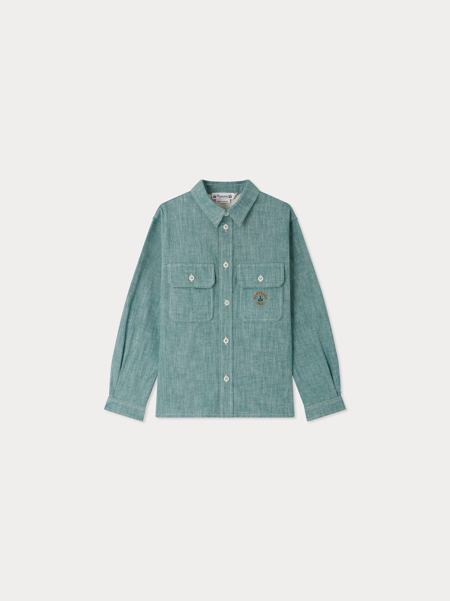 chemise en chambray brodée