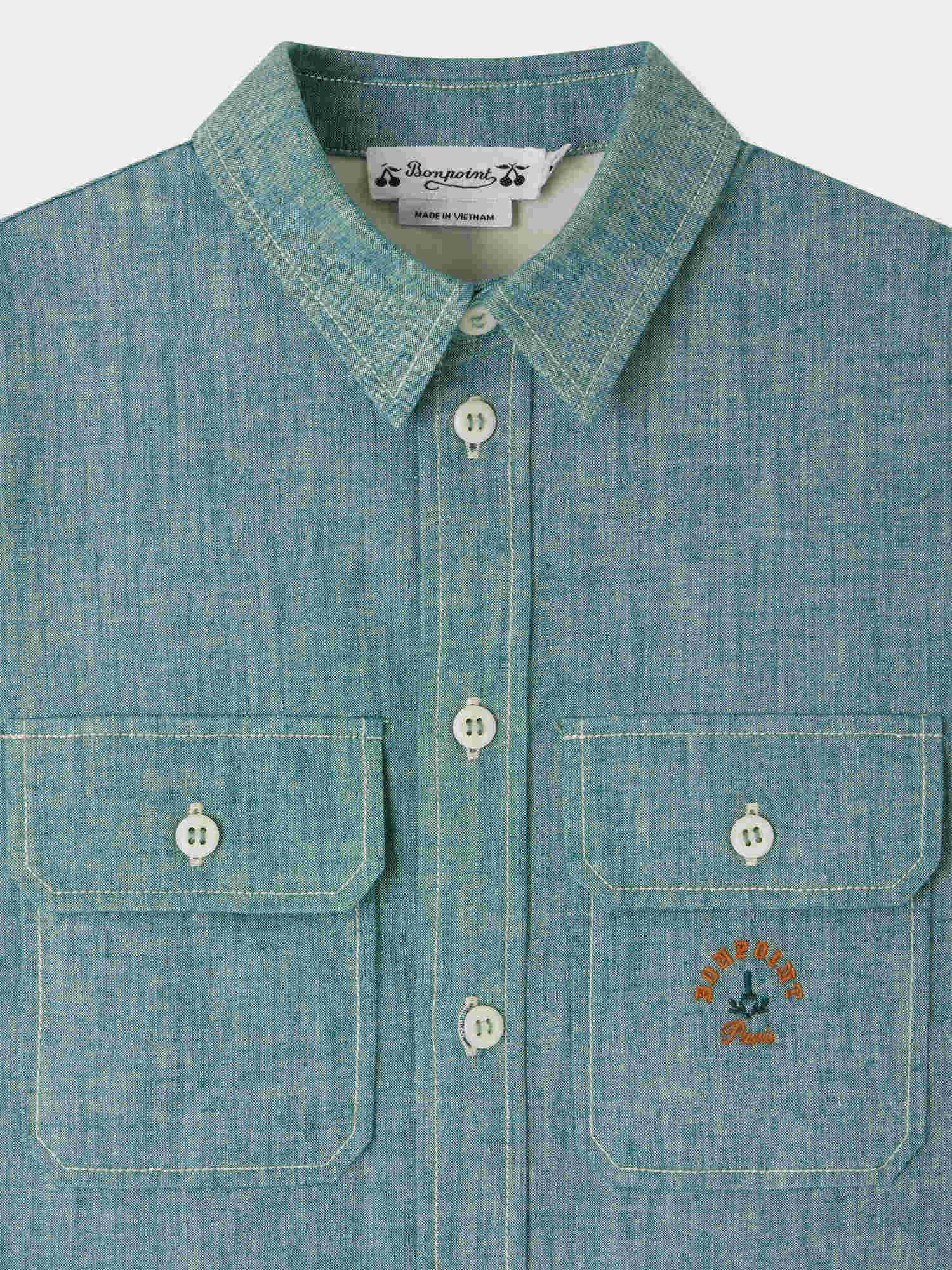 chemise en chambray brodée