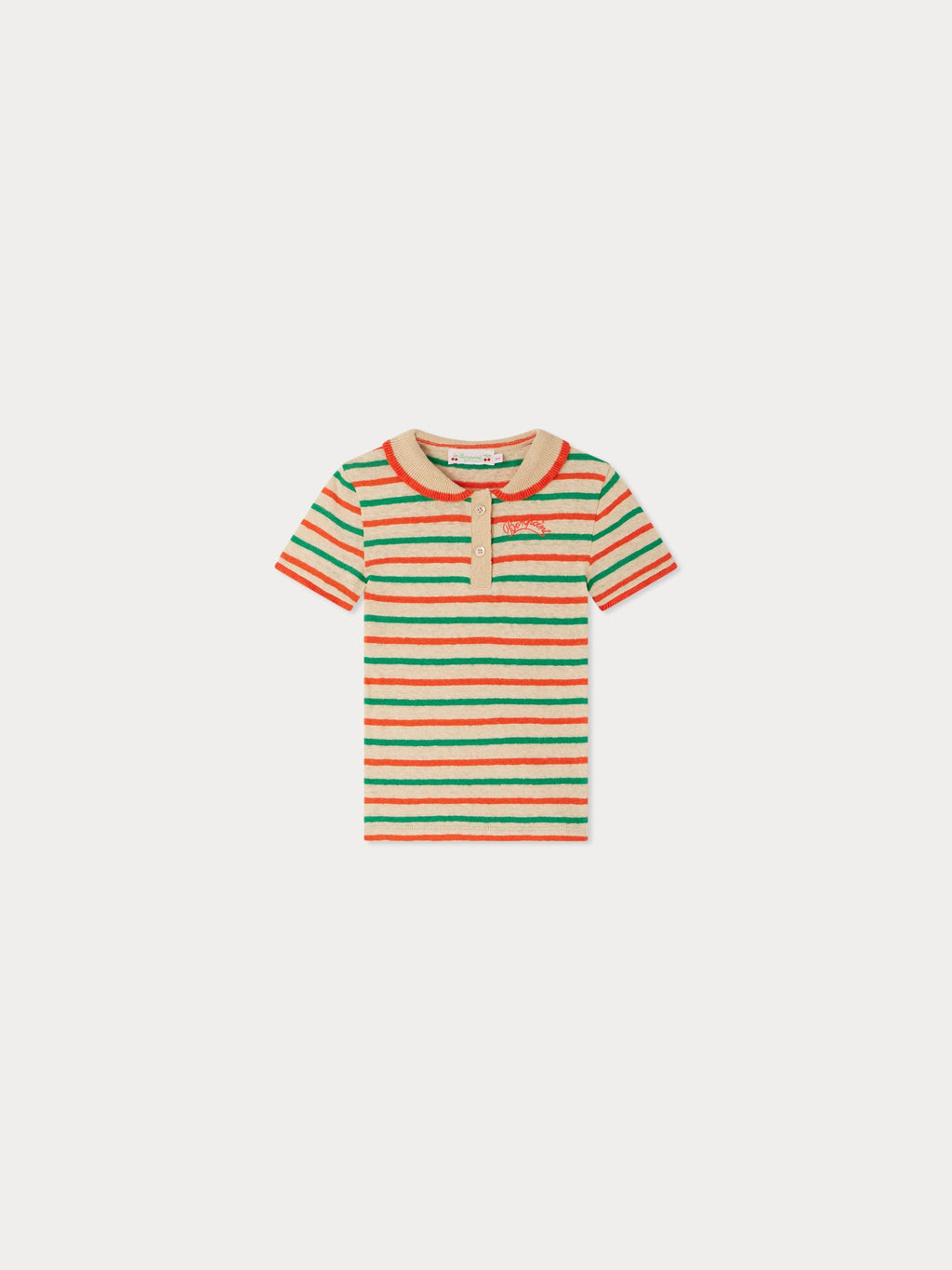 T-shirt polo rayé en coton biologique