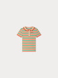 T-shirt polo rayé en coton biologique