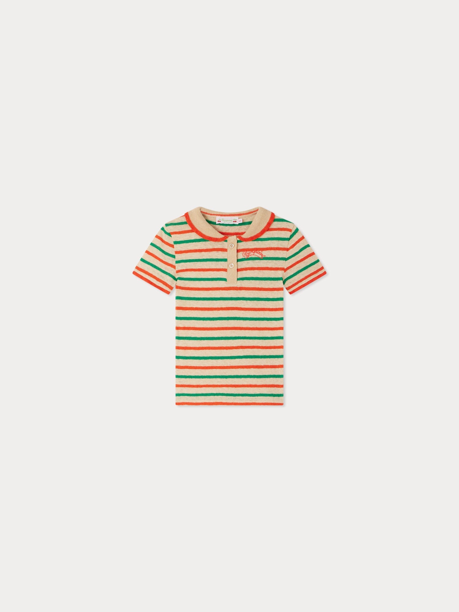 T-shirt polo rayé en coton biologique