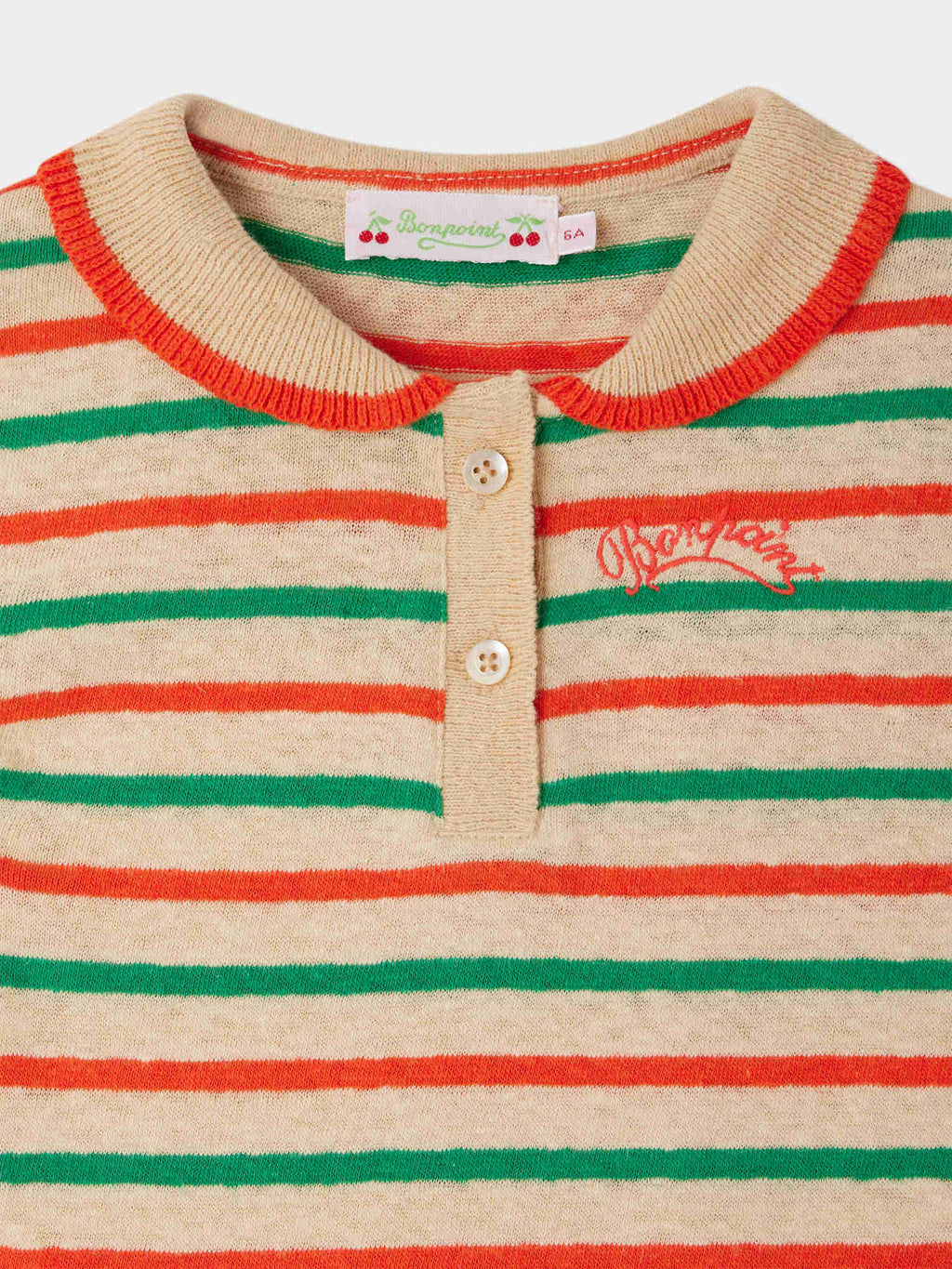 T-shirt polo rayé en coton biologique