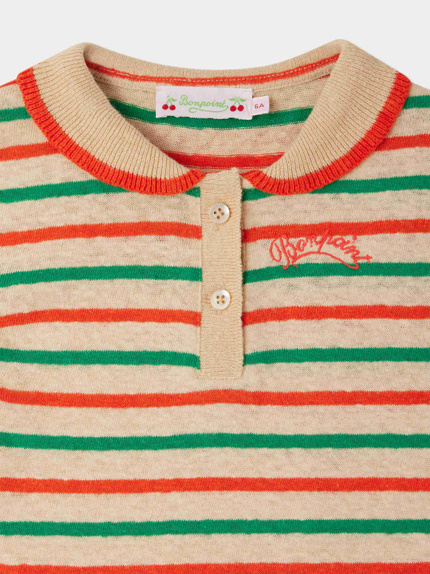 T-shirt polo rayé en coton biologique
