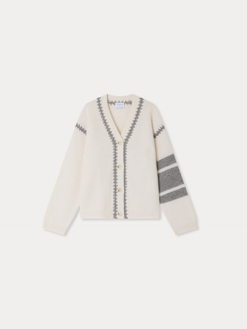 Cardigan brodé de cachemire