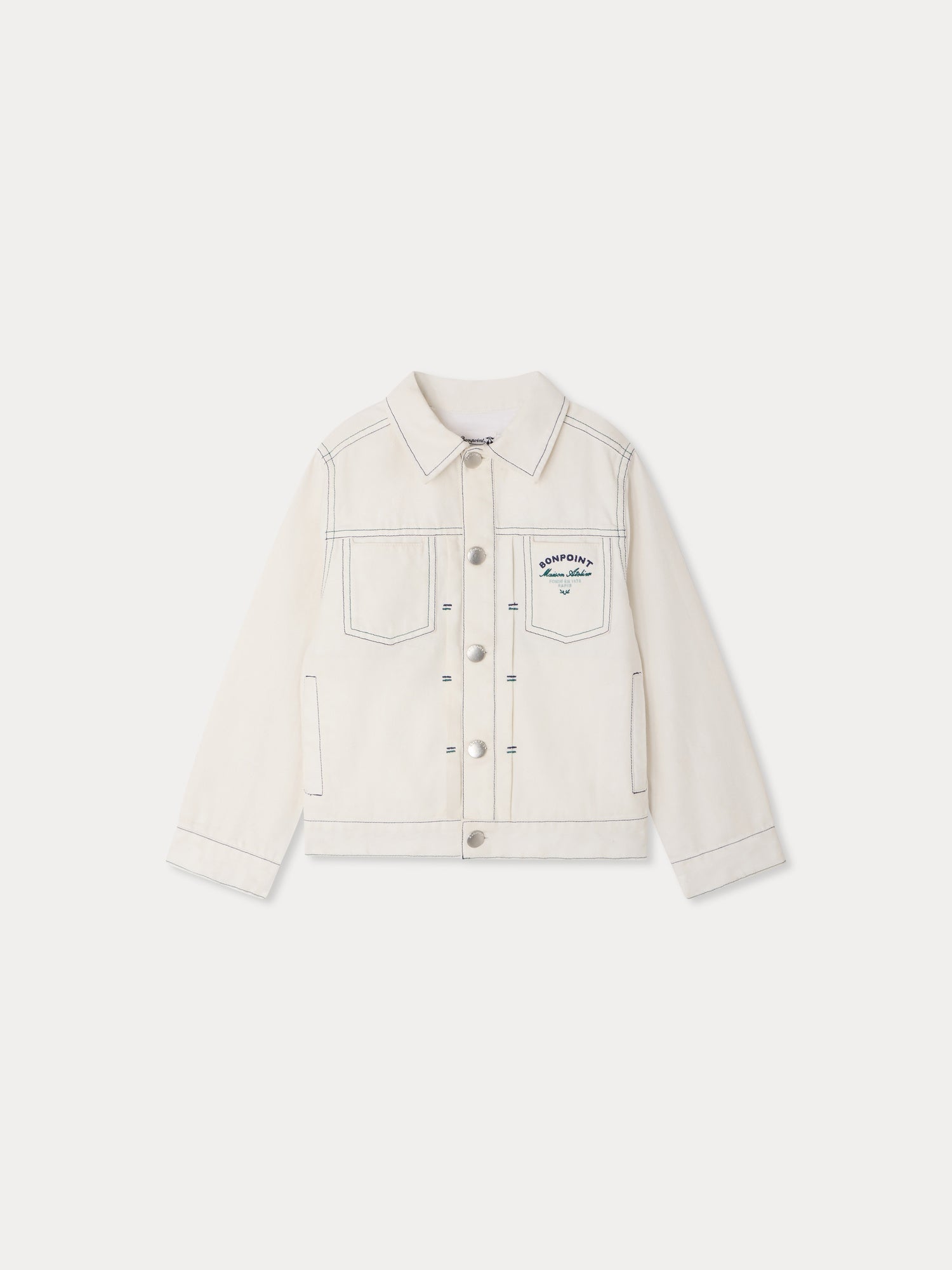 Blouson en jean en coton biologique avec surpiqûres contrastantes