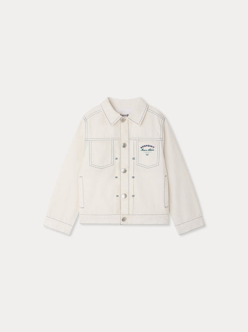 Blouson en jean en coton biologique avec surpiqûres contrastantes