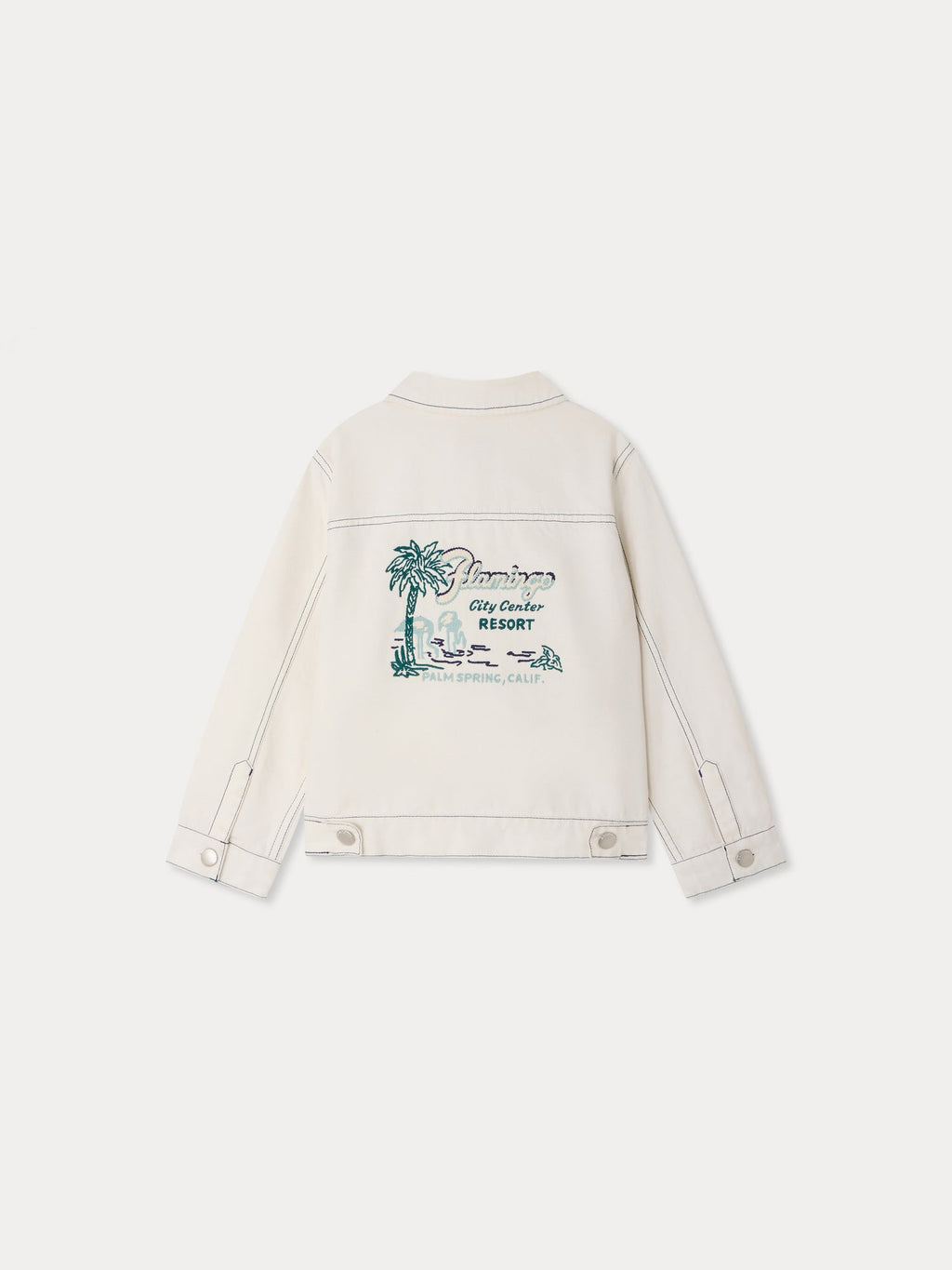 Blouson en jean en coton biologique avec surpiqûres contrastantes
