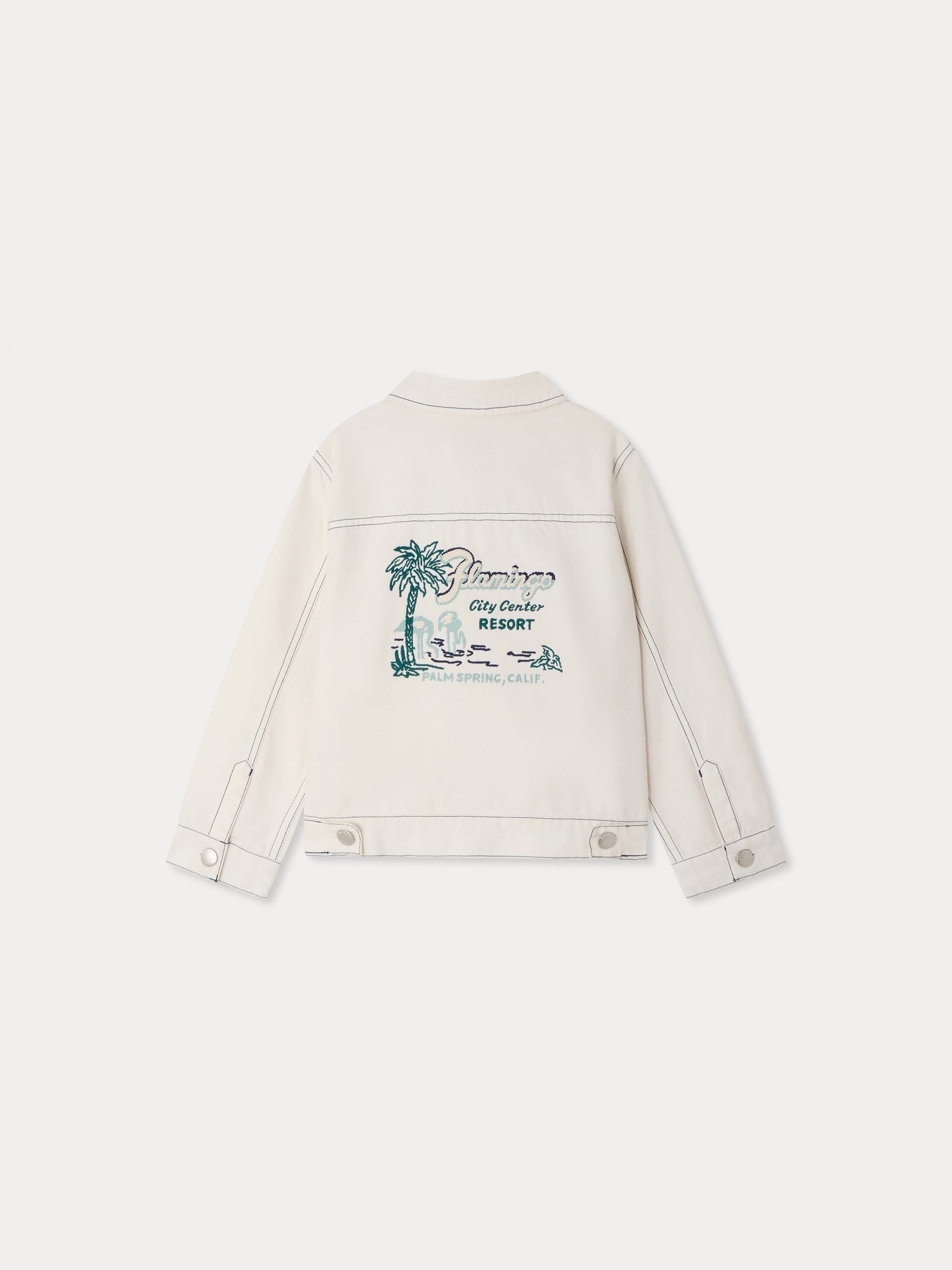Blouson en jean en coton biologique avec surpiqûres contrastantes