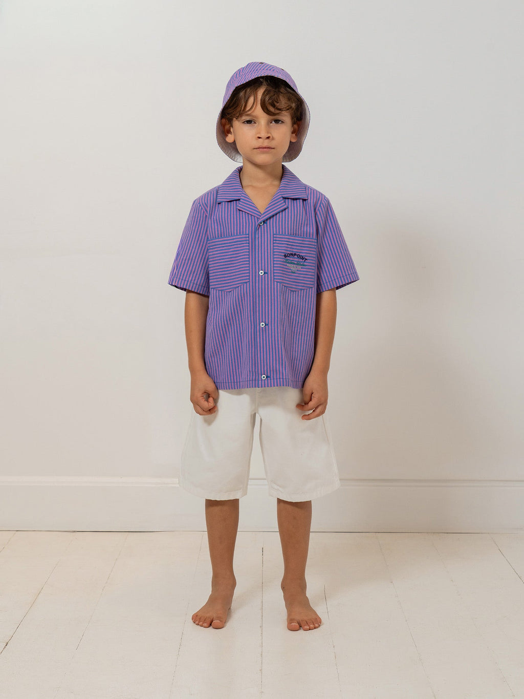 chemise rayée brodée en coton biologique