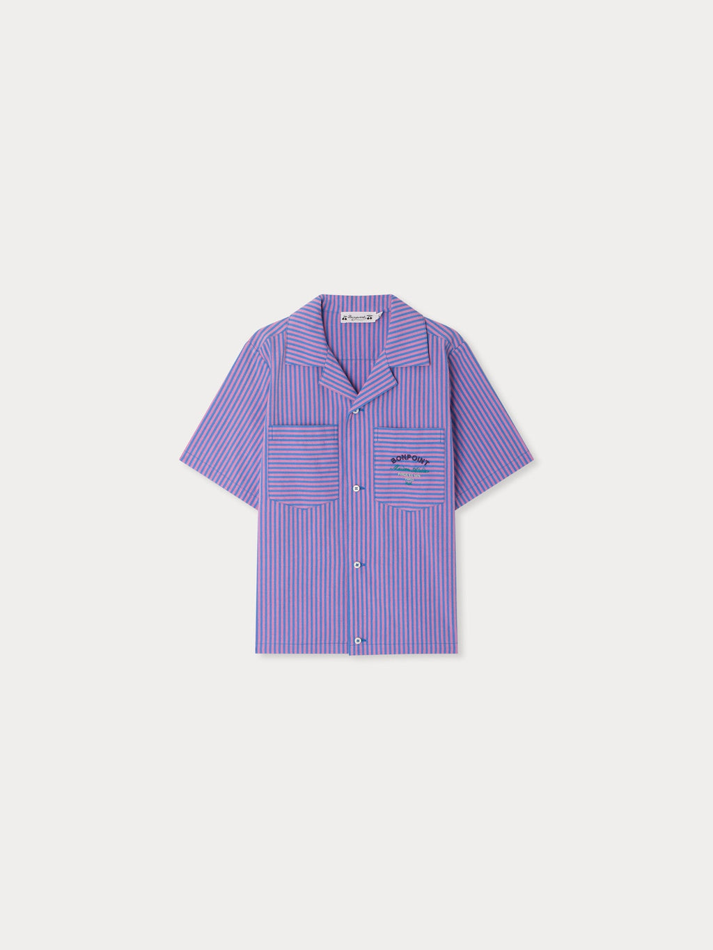 chemise rayée brodée en coton biologique