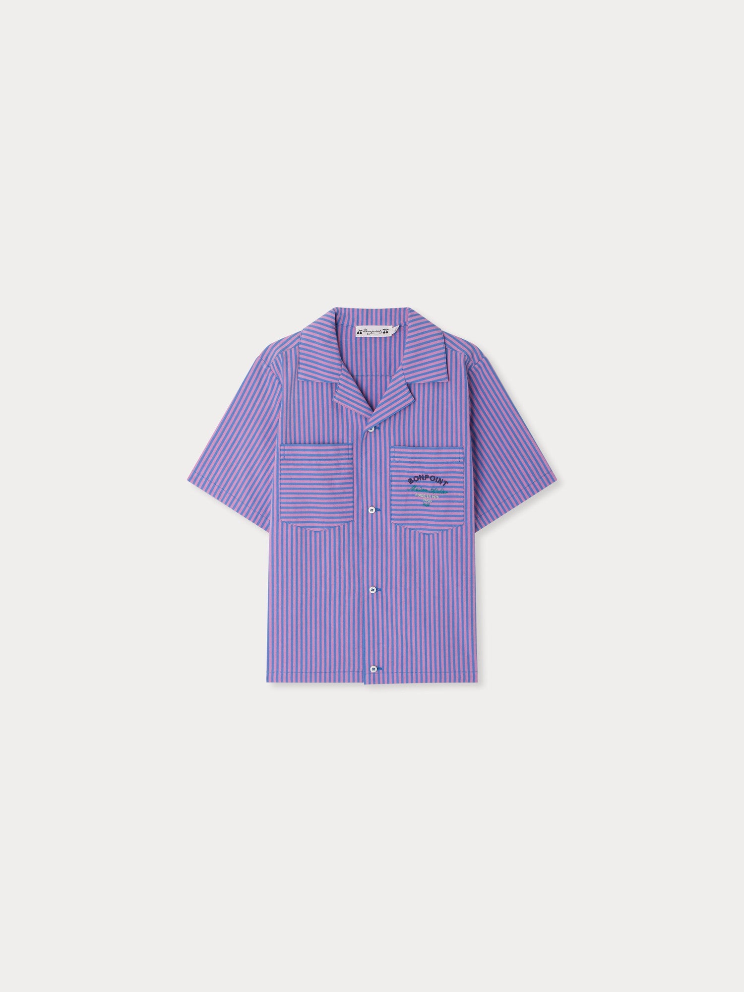 chemise rayée brodée en coton biologique