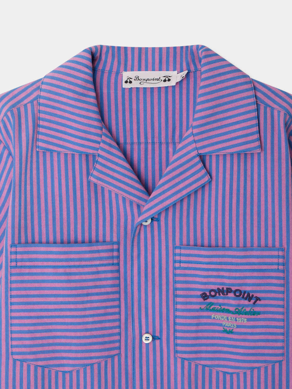 chemise rayée brodée en coton biologique