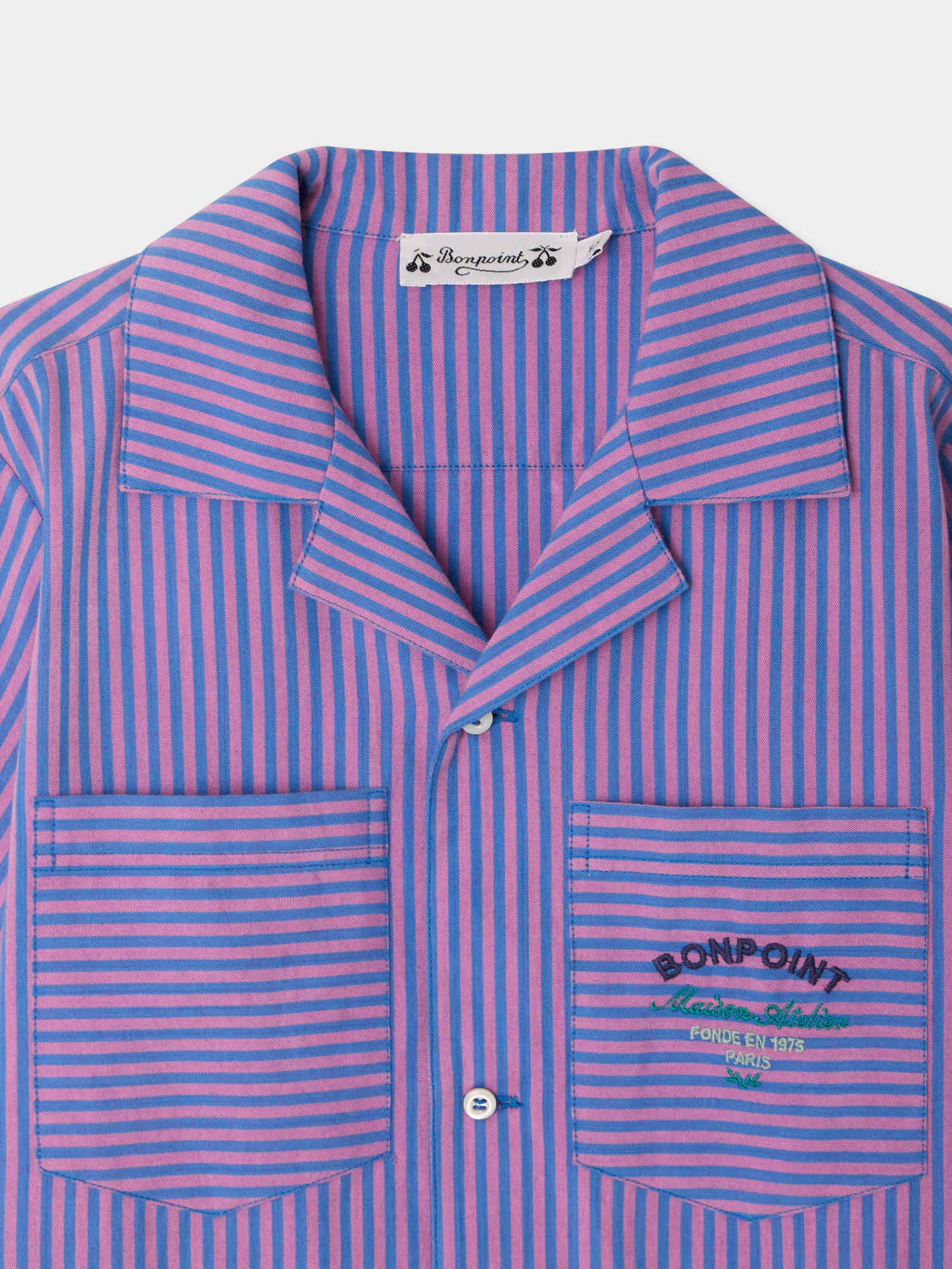 chemise rayée brodée en coton biologique
