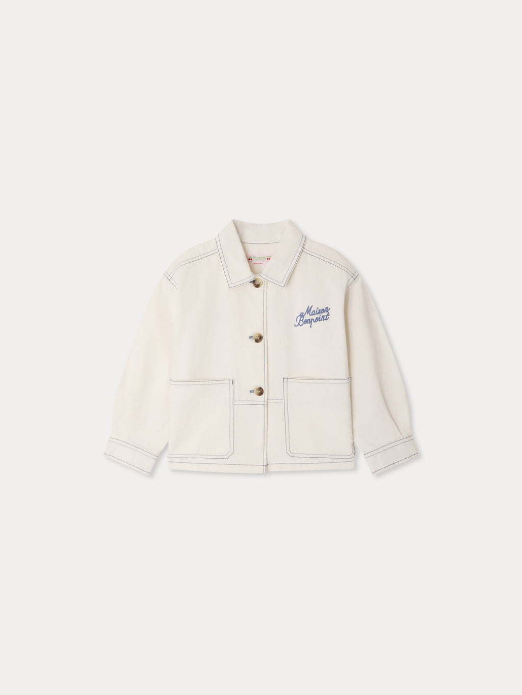 Blouson en jean en coton biologique avec surpiqûres contrastantes