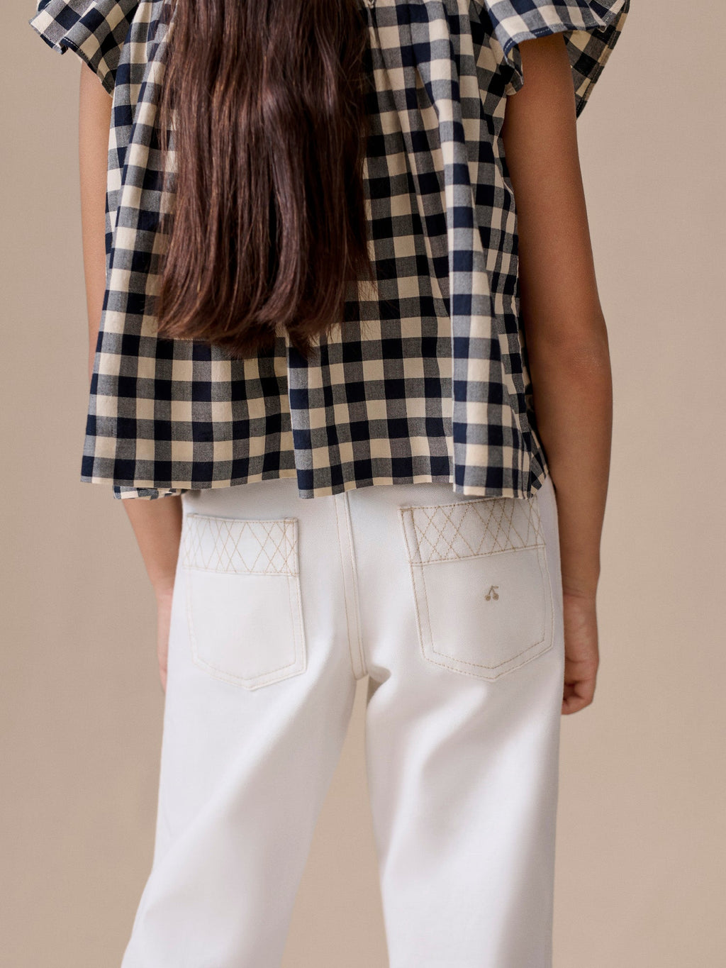 pantalon large brodé en coton biologique