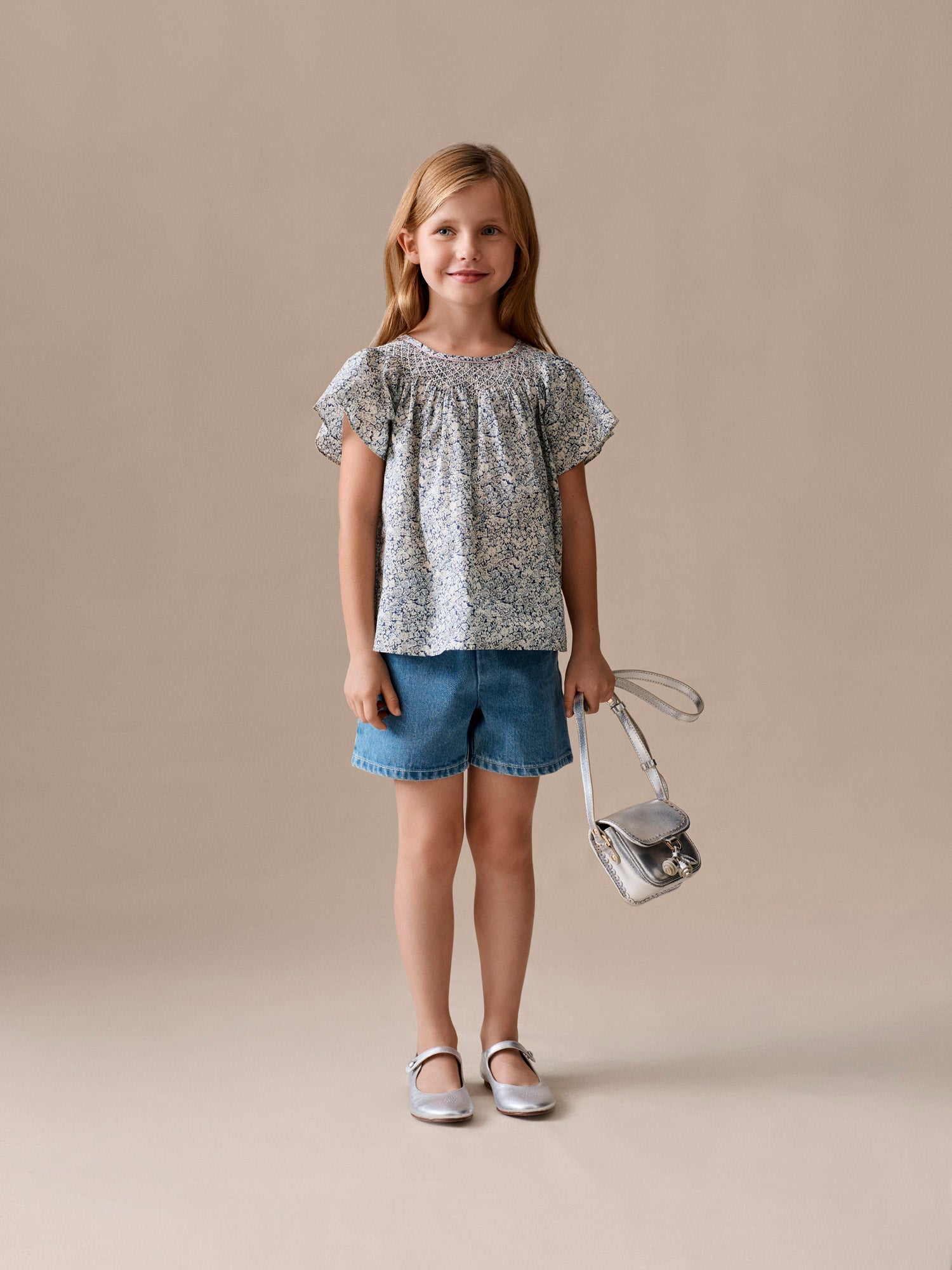 short bleu moyen en coton biologique