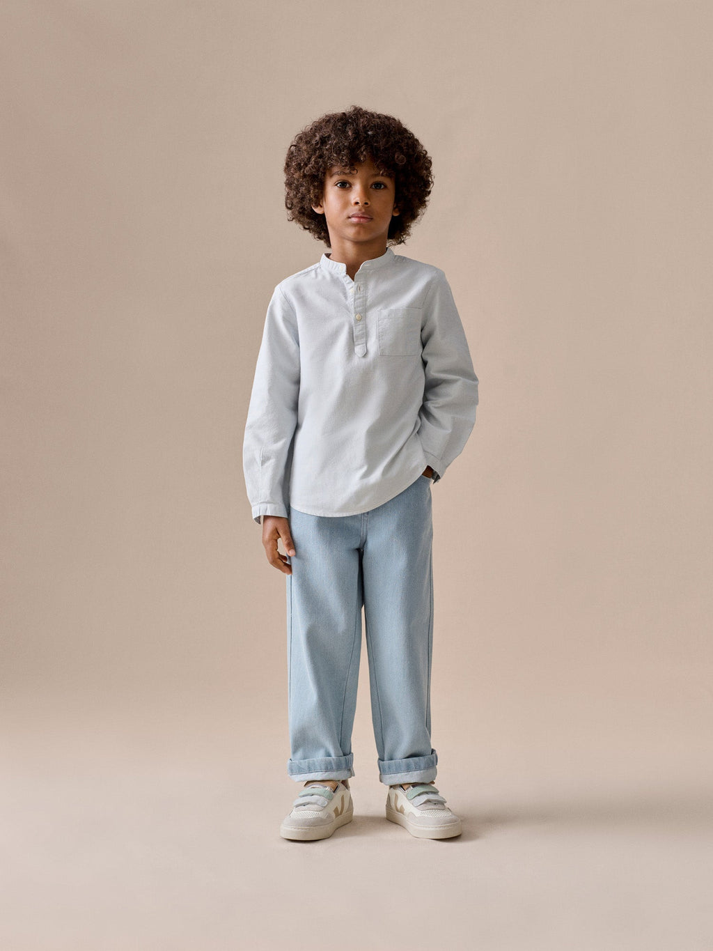 chemise col mao en coton biologique