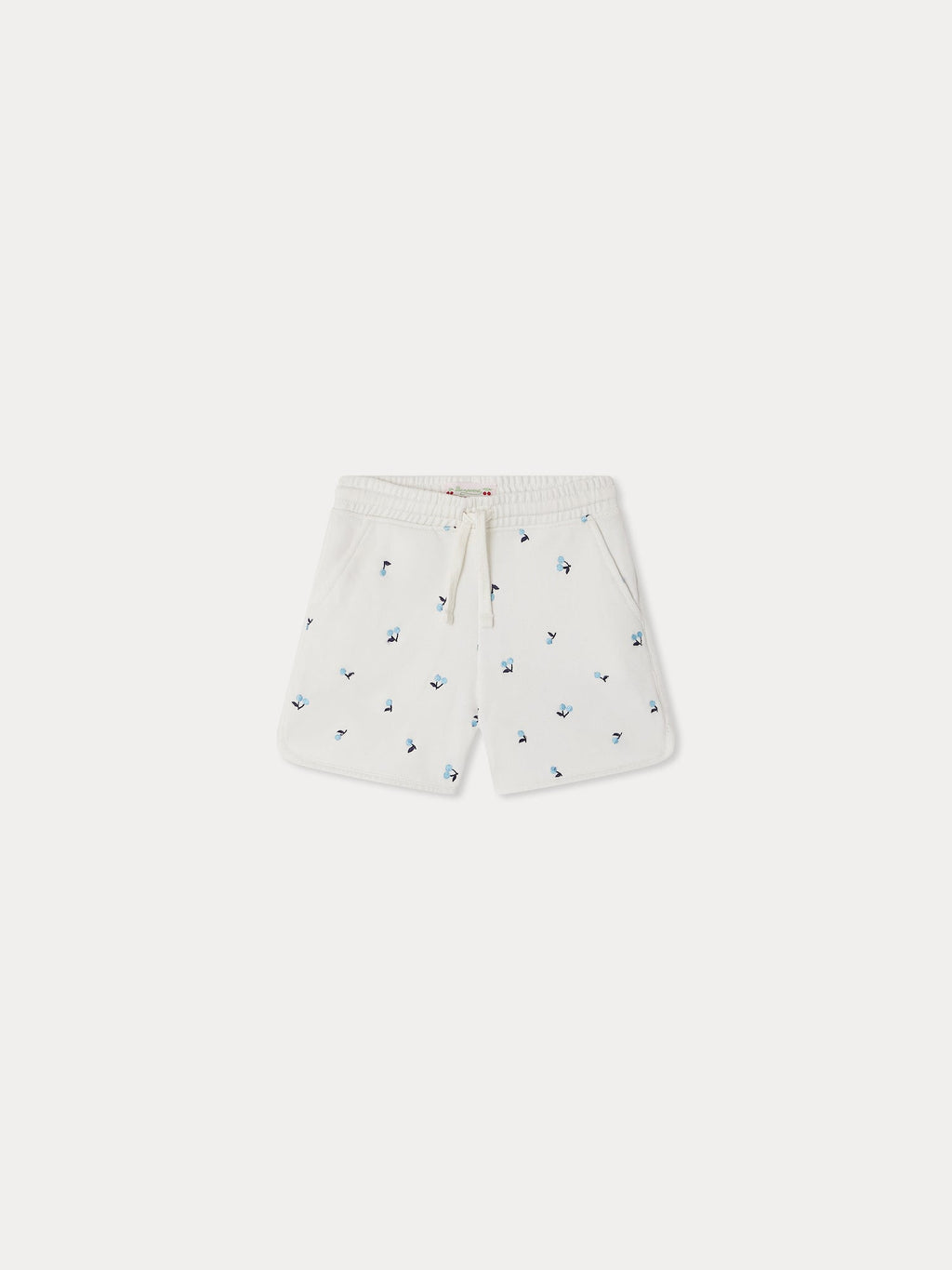 short en molleton avec broderies de cerises