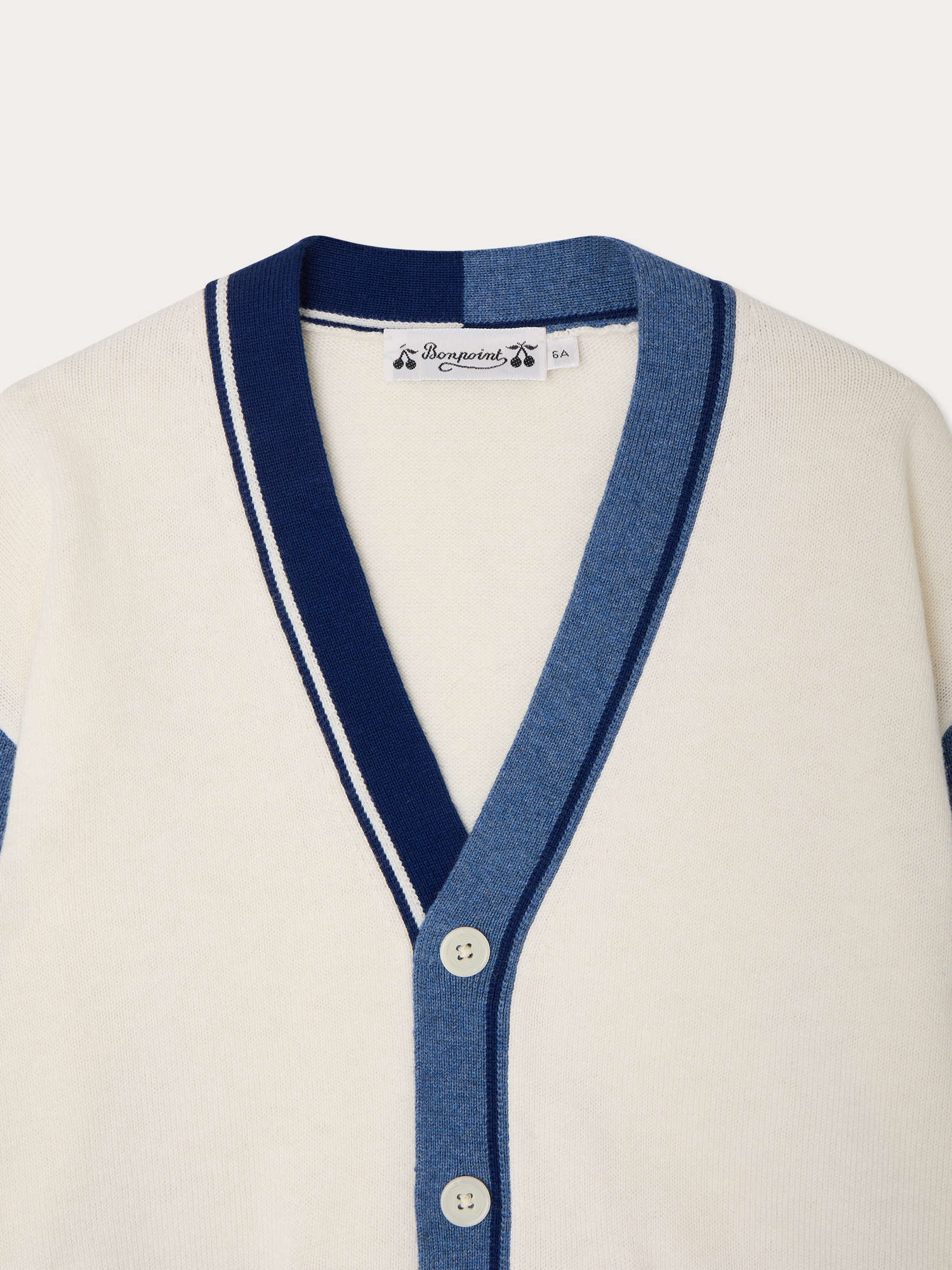 Cardigan col V en coton biologique et cachemire