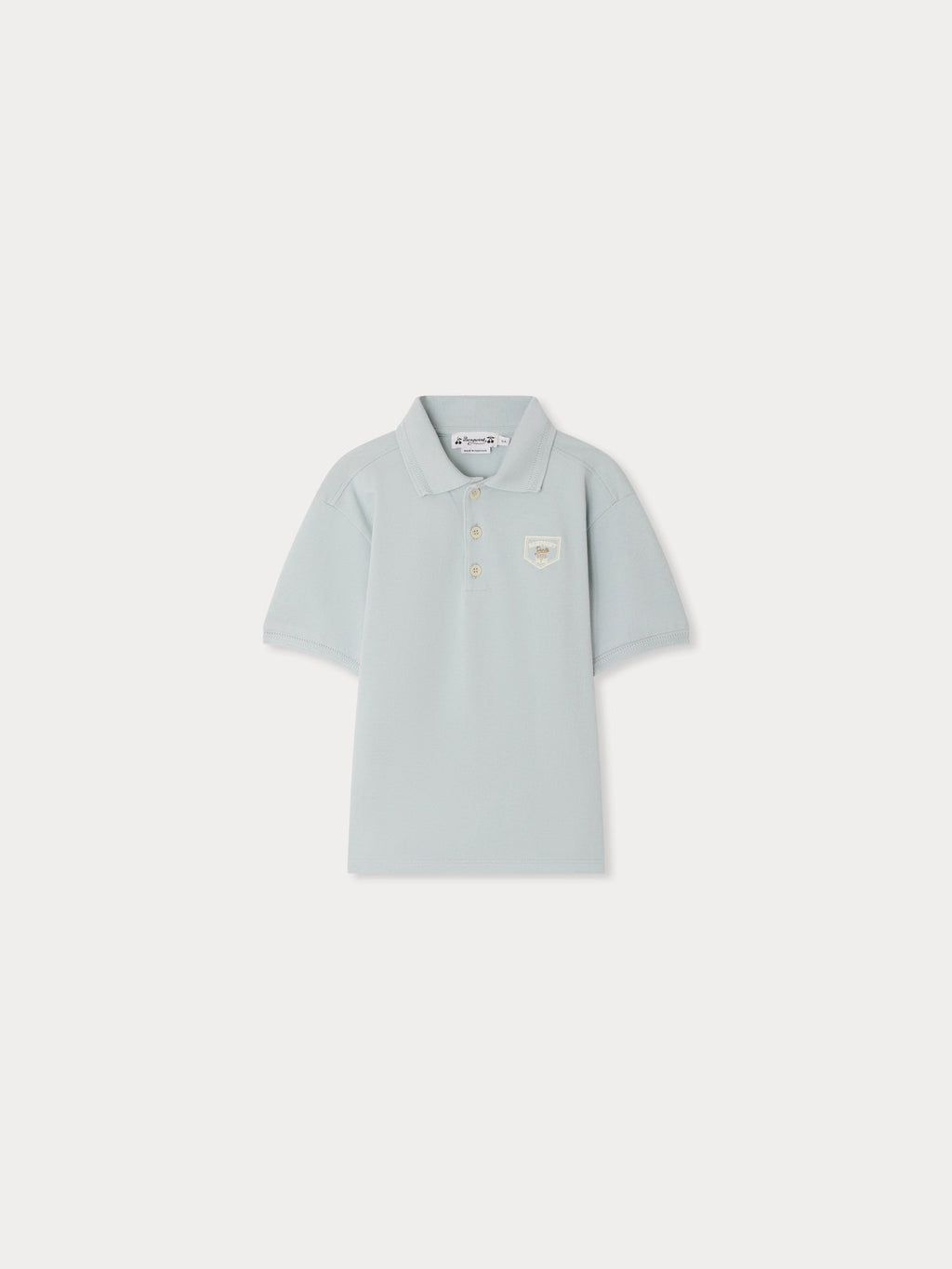 polo brodé en coton biologique bleu aqua