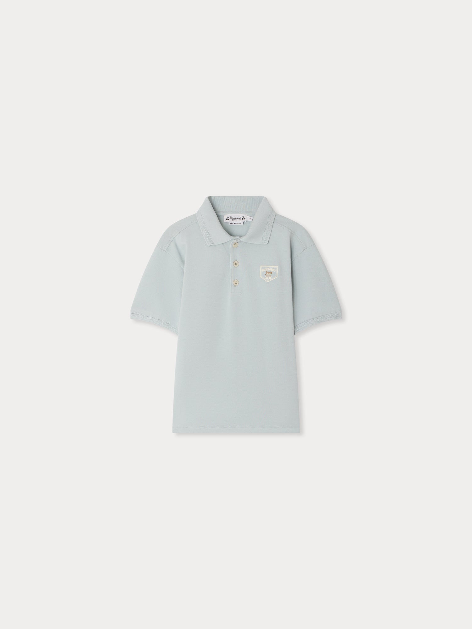 polo brodé en coton biologique bleu aqua