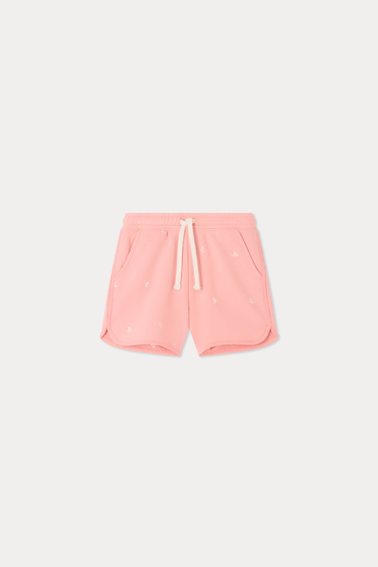 Shorts en polaire brodés de cerises en coton biologique