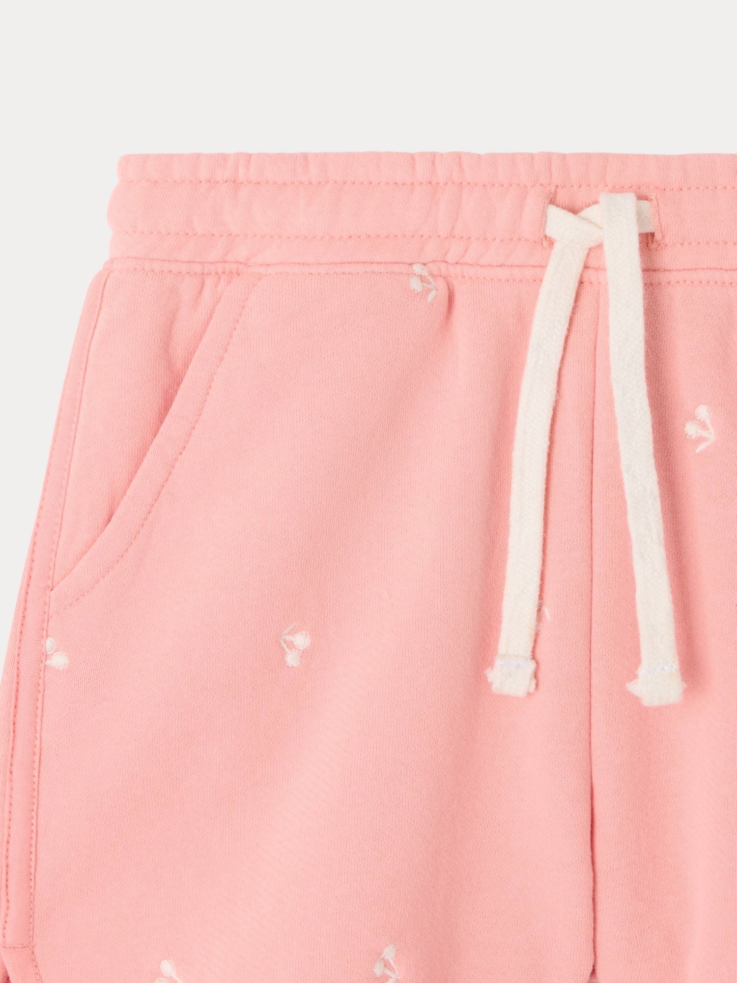 Shorts en polaire brodés de cerises en coton biologique