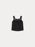 blouse plissée et brodée à la main en coton biologique