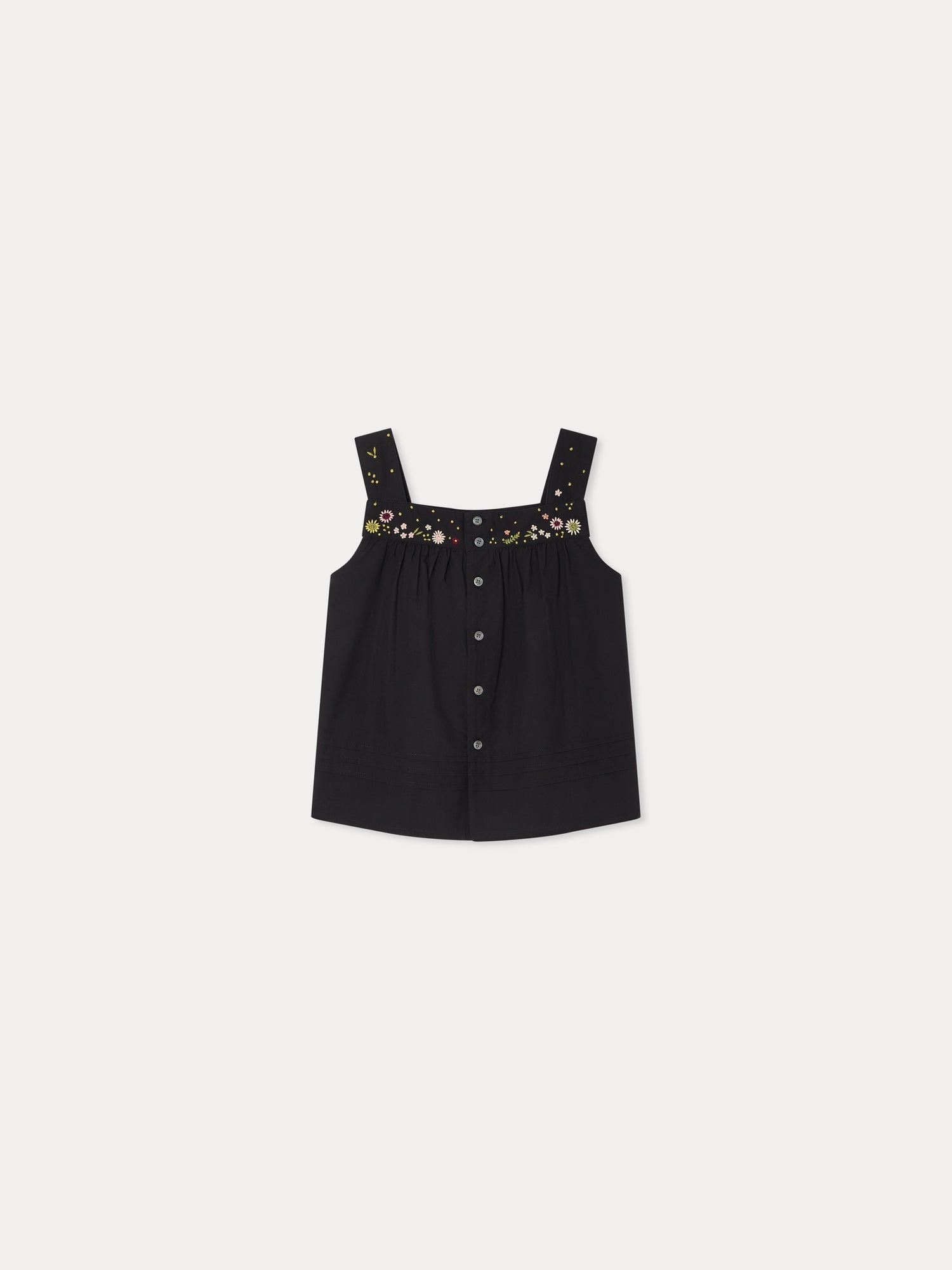 blouse plissée et brodée à la main en coton biologique