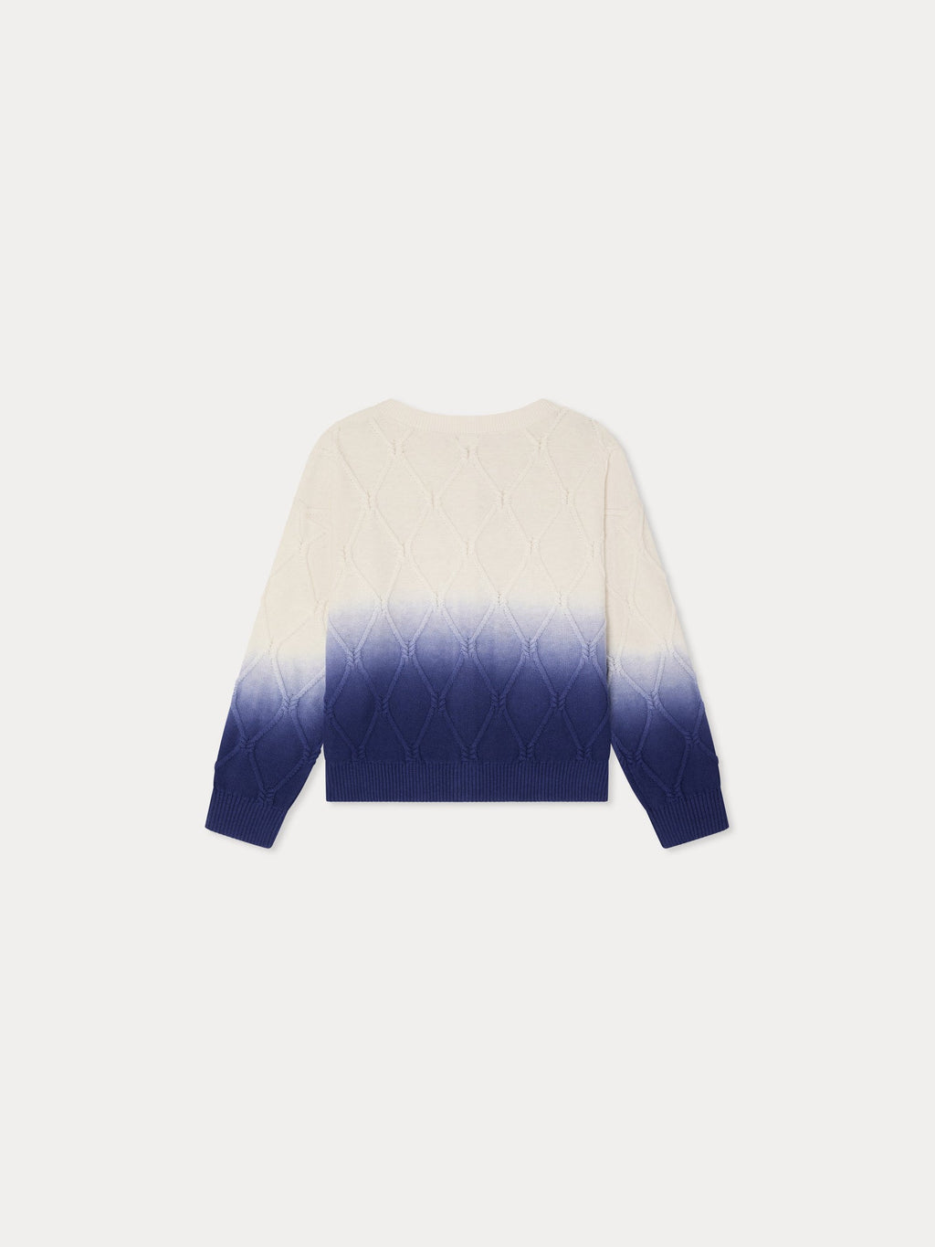 cardigan ras-du-cou en maille torsadée, coton biologique et cachemire