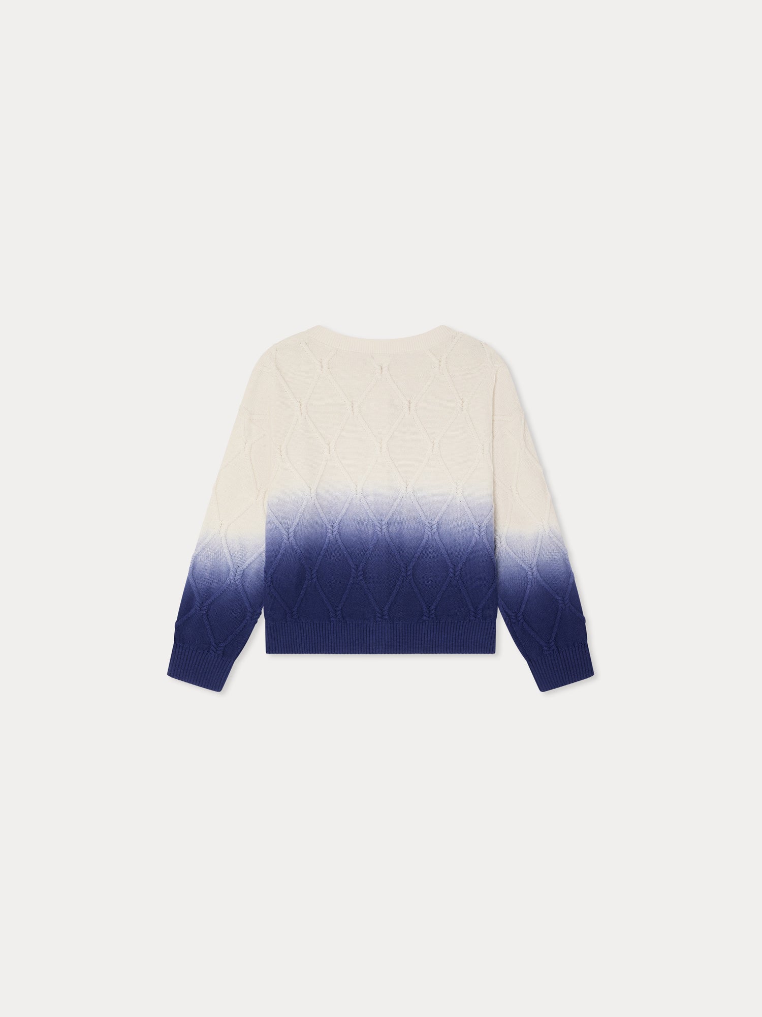 cardigan ras-du-cou en maille torsadée, coton biologique et cachemire
