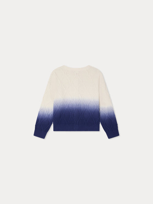 cardigan ras-du-cou en maille torsadée, coton biologique et cachemire