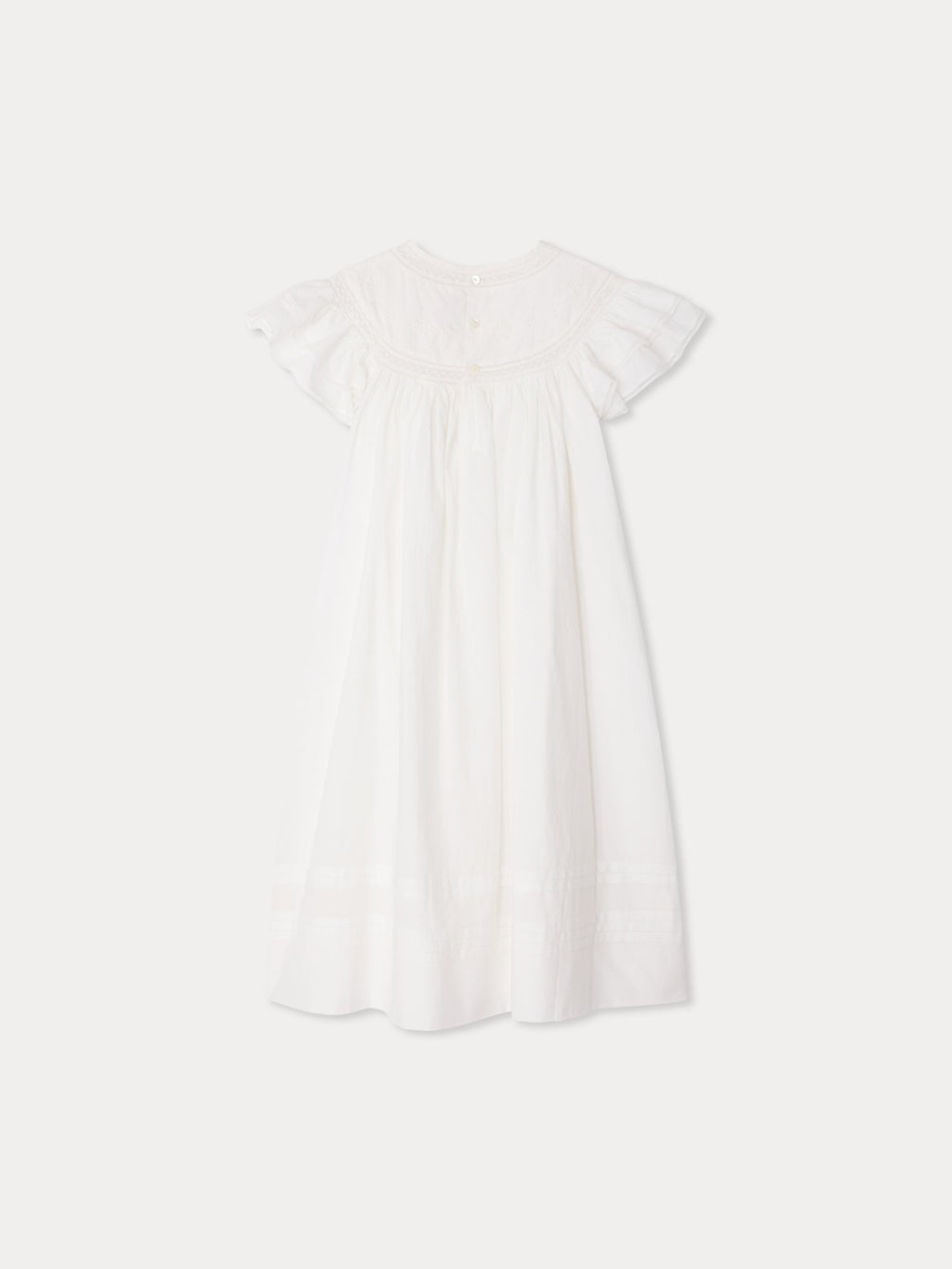 robe brodée main en voile et dentelle de coton biologique