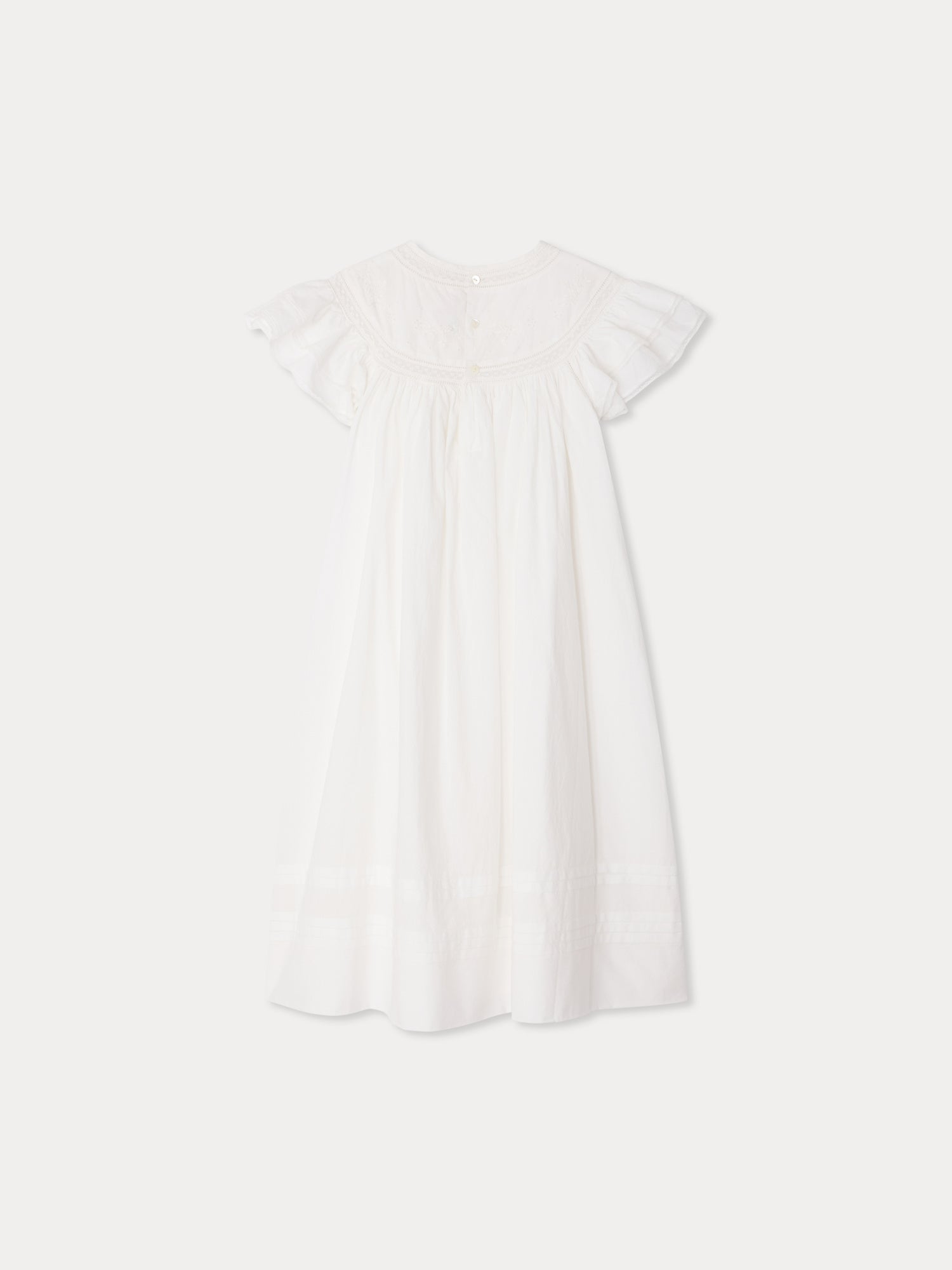 robe brodée main en voile et dentelle de coton biologique