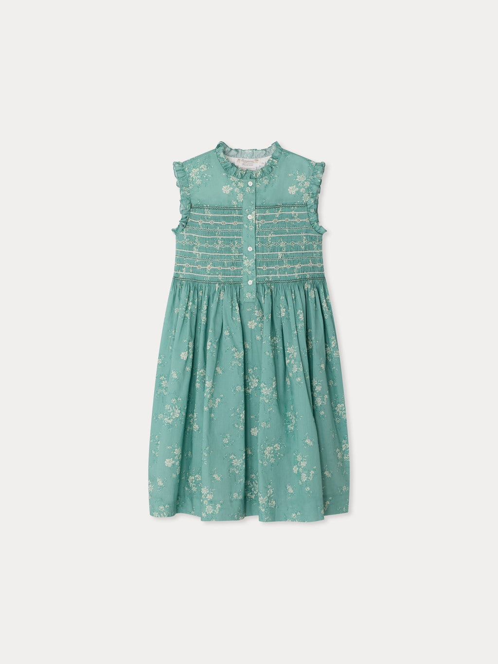 robe smockée et brodée à la main en tissu de coton biologique