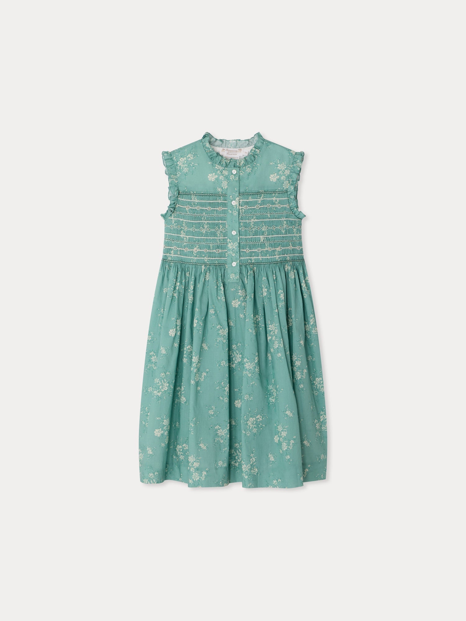 robe smockée et brodée à la main en tissu de coton biologique