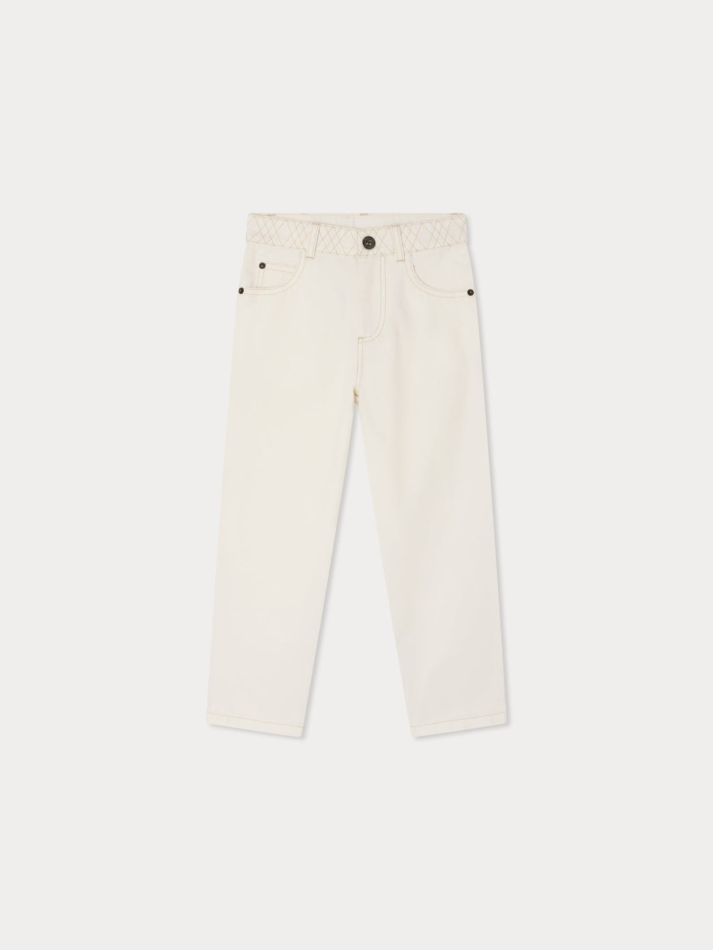 pantalon large brodé en coton biologique