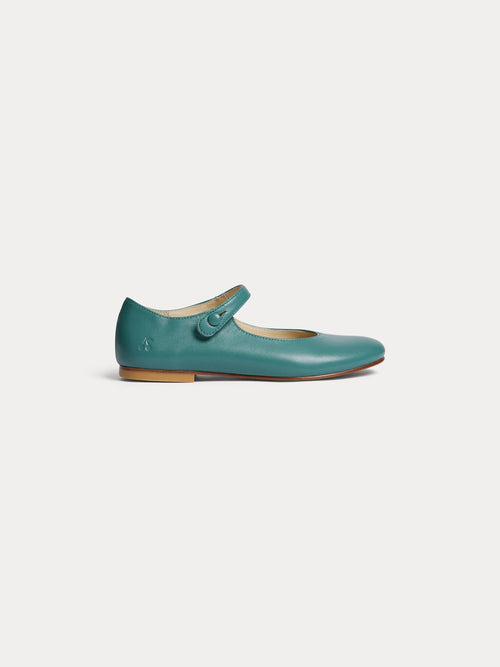 ballerines en cuir vert ardoise