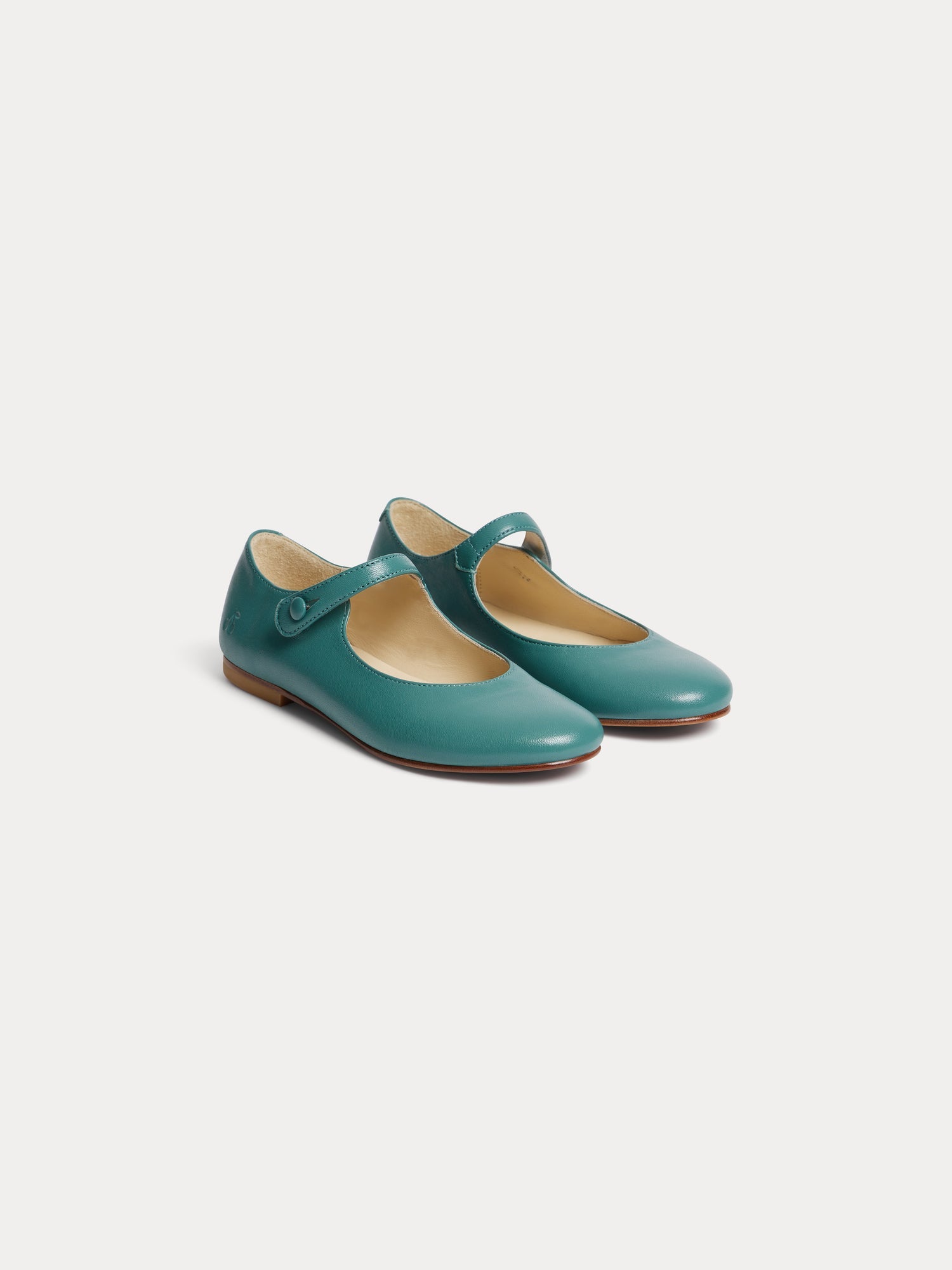ballerines en cuir vert ardoise