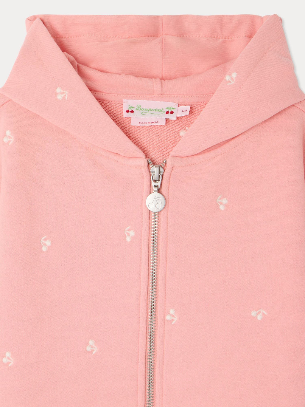 sweat à capuche en coton biologique brodé de cerises