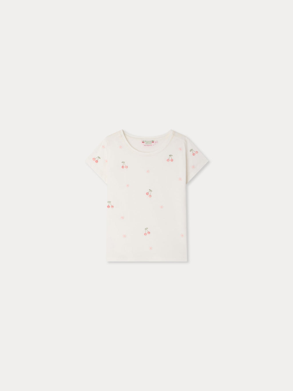 T-shirt floral brodé main en coton biologique