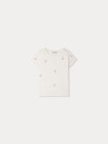 T-shirt floral brodé main en coton biologique